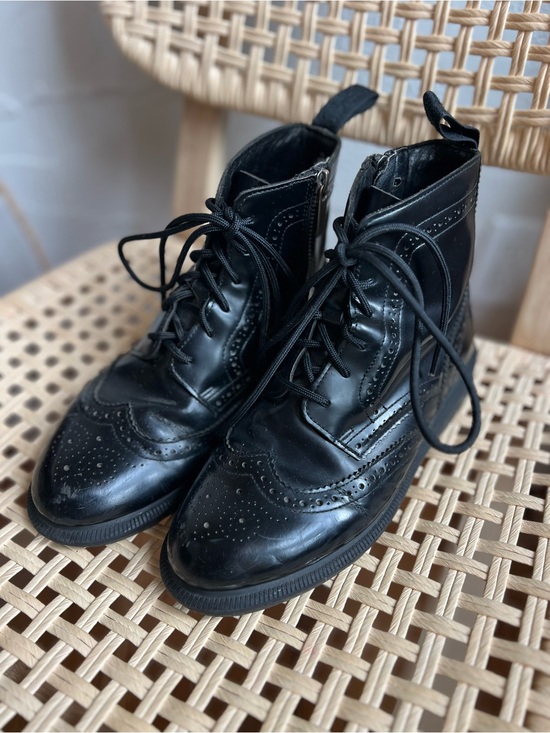 Dr. Martens Shoes - Dr. Martens Black Brogue Wingtip Ankle Boots Side Zip US 7 EU 38